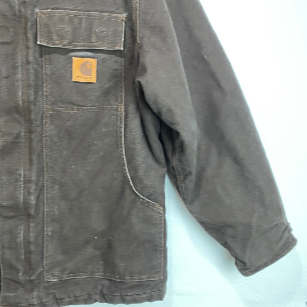 VTG Carhartt RN14806 Coat Mens Medium Brown Duck Canvas Corduroy Collar Jacket - Picture 7 of 12